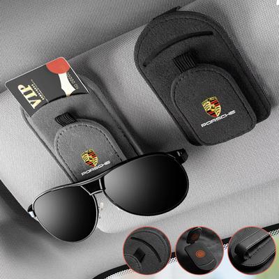 Pare-soleil de voiture Magnétique Velours Clip Porte-lunettes de soleil Pour 911 718 Taycan Panamera Cayenne Macan Boxster Cayman Pajun 918
