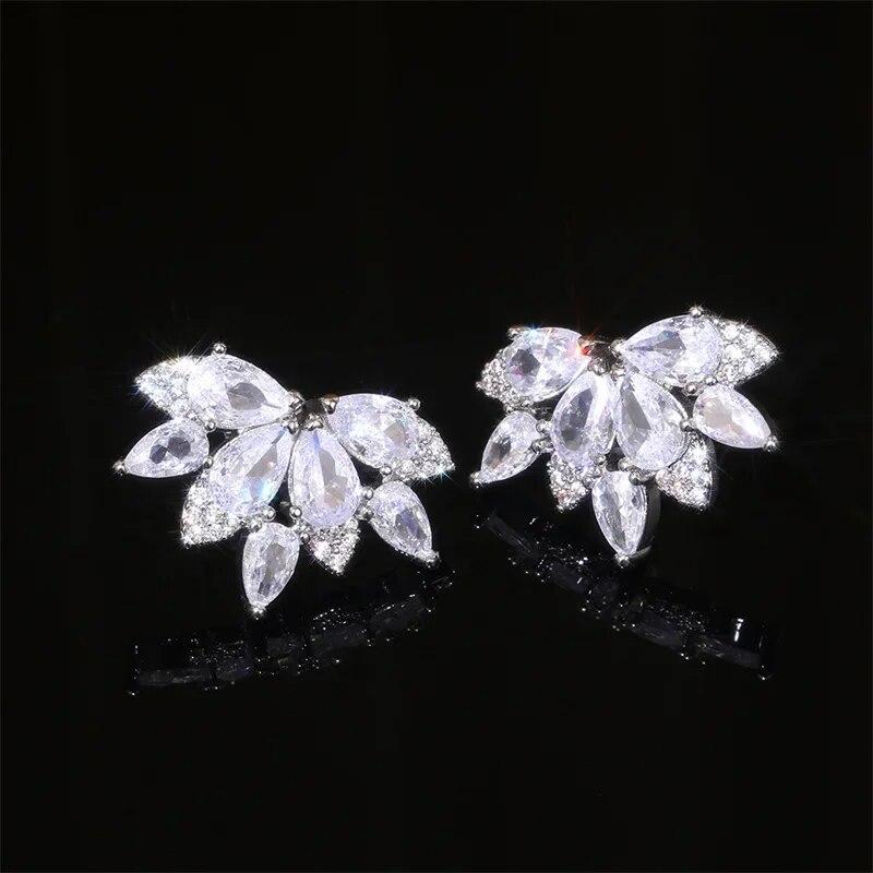 Gorgeous Women's Stud Earrings Full with Dazzling CZ Stone Sparkling Ear Piercing Earrings Party Jewelry Drop Shipping