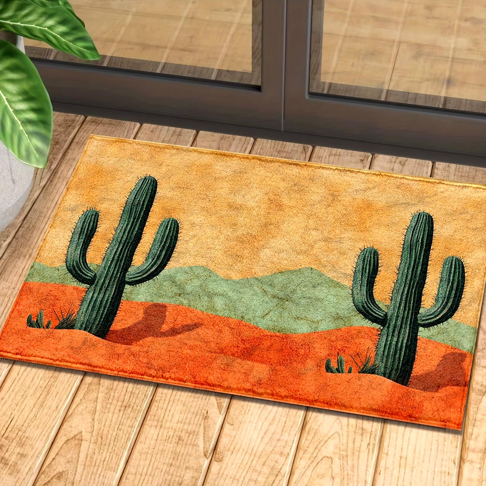 

Orange Desert Cactus Carpet Doormat Welcome Mat Bathroom Mat Winter Warm Rug For Bedroom Carpet For Live Room Home Decor 60X90CM (2X2.95FT