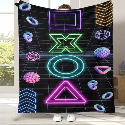 Cartoon Game Gamer Zone Controller Logo Flannel Blanket,Ultra Soft Warm Plush Throw for Home Bedroom Bed Sofa Cover Picnic Gift