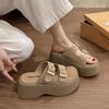 Thick-soled heightening slippers for women's summer wear, new go-out beach one-word cool slippers