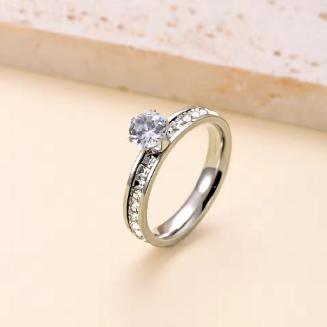 

Luxury Stainless Steel Geometric Gold-plated Ring Women s Finger Engagement Wedding Zircon Fashion Accessories 8
