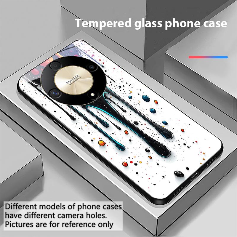 Color Ink Dot White For Honor Magic 6 50 70 90 Lite X7b 200 Pro Nova 10 Nova 5T X6 P30 Pura 70 Ultra Tempered Glass Phone Case