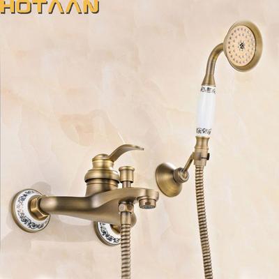 . Bathroom Bath Tub Wall Mounted Hand Held Antique Brass Shower Head Kit Shower Faucet Sets YT-5340-B