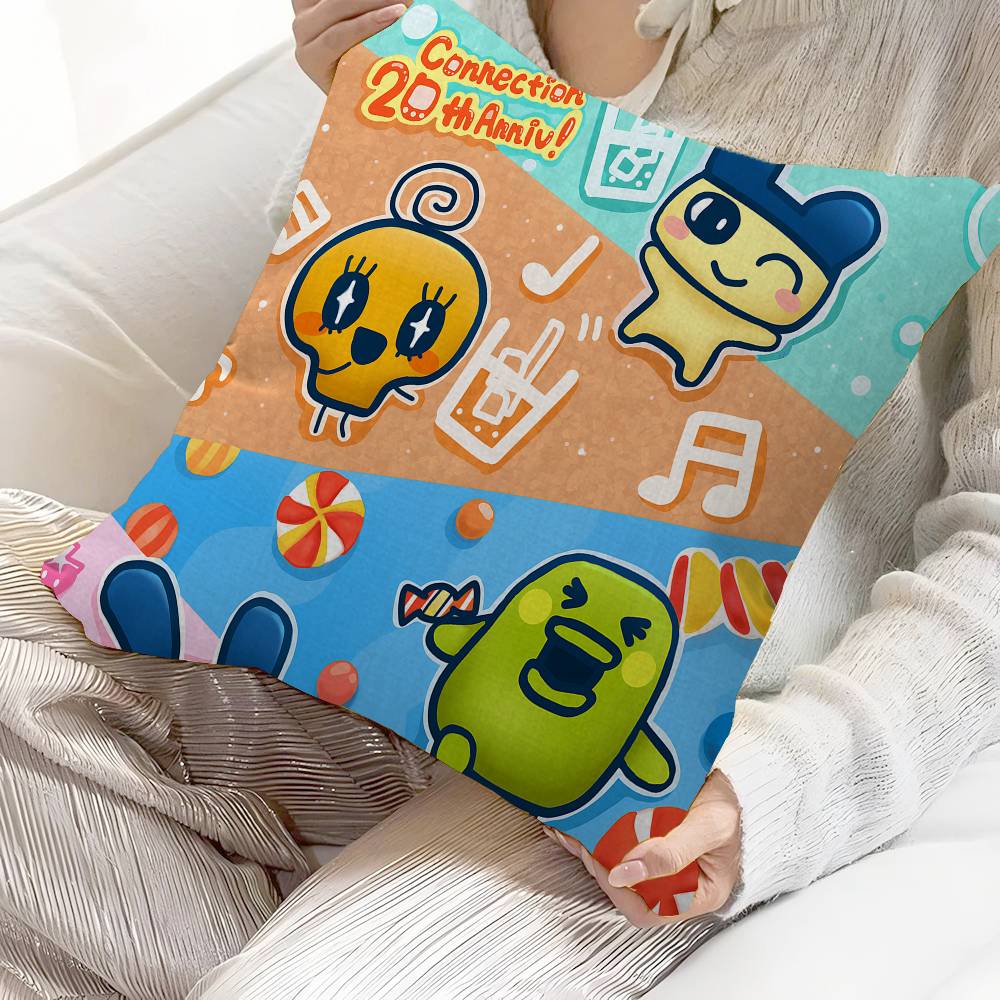 Classic T-Tamagotchi Cut Friend Game Pillow Covers Cartoon Sofa Decorative Home Double-Sided Printing Short Plush Cute Cushion