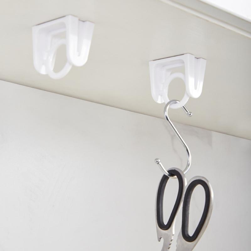 2 Pack 360 Degree Rotatable Self Adhesive Curtain Rod Holders Wall Mount Brackets for Drapery Transparent Plastic Hook