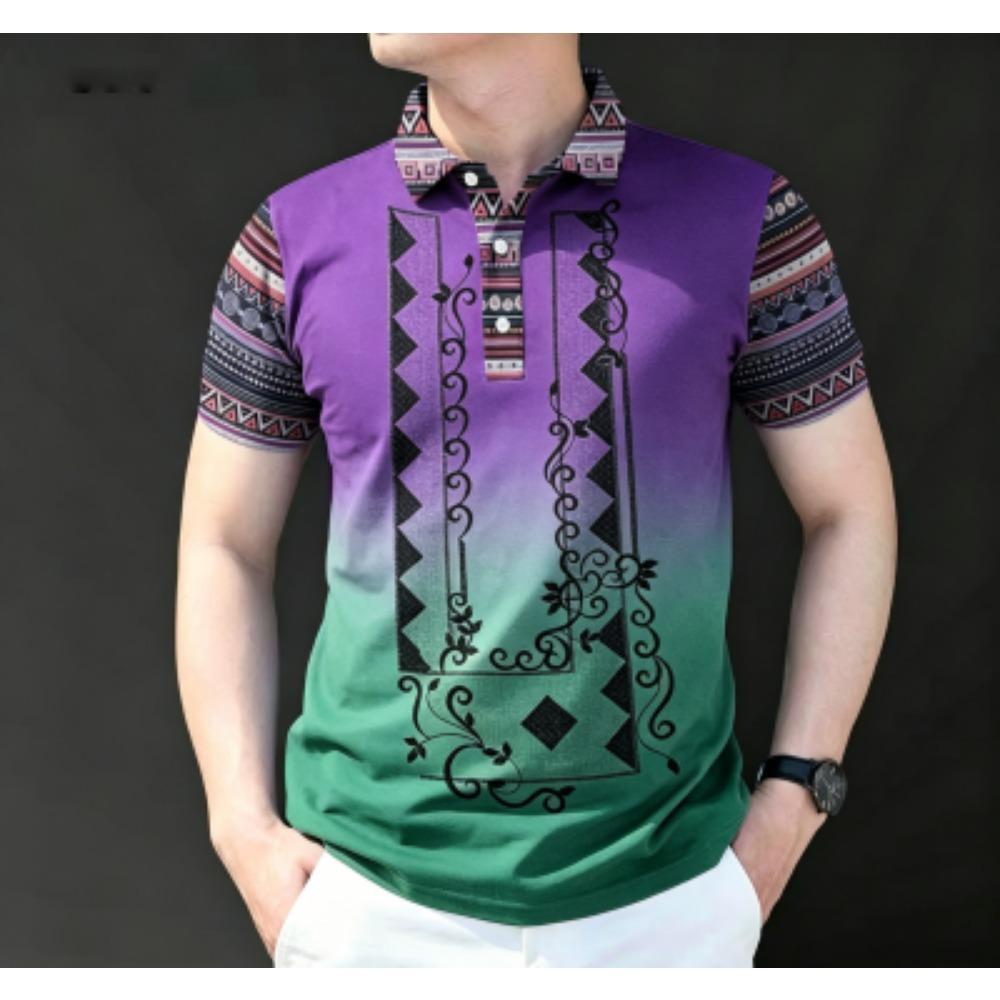 Men's Fashion 10 Color Print Polo Shirt Men's Outdoor Street Short Sleeve Tees Top Summer Home Casual T-shirt Men's and Women's Polo Shirt