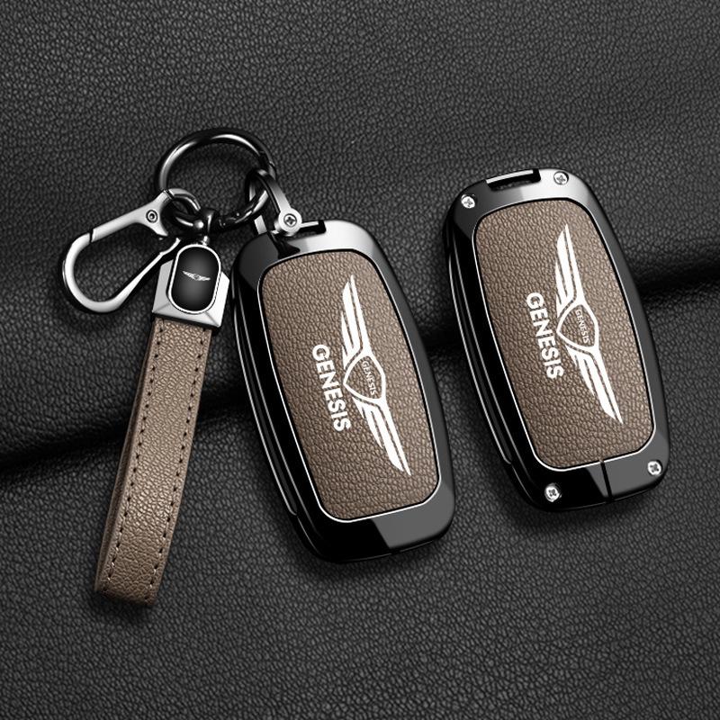 Genesis Autoschlüssel-Etui Hülle für G80/G70/GV80/GV70 - Metall Vollumwickelung mit Schnalle