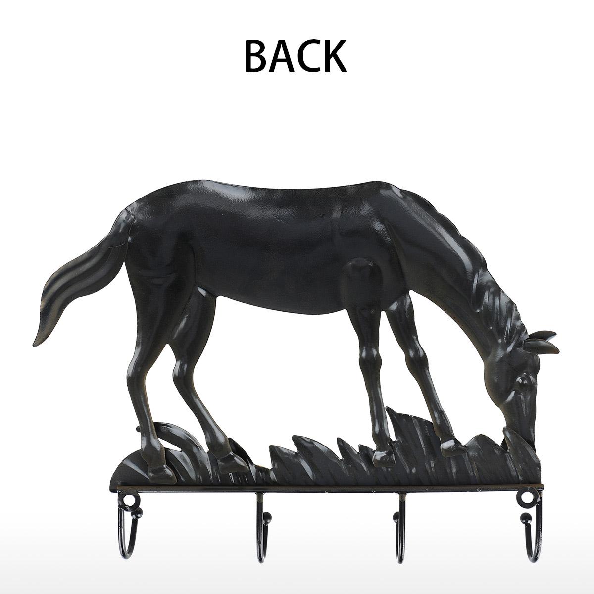 Tooarts Horse Wall Hook Decorative Iron Wall Hanger Wall Mounted Coat, Key, Hat Hook Vintage Design Hanger with 4 Hooks Screws Included