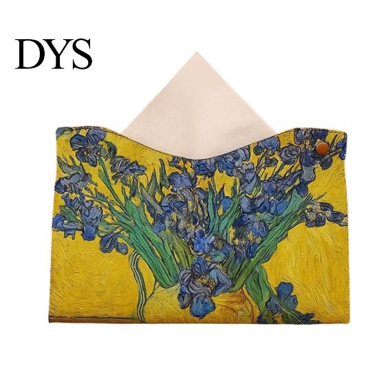 Modern Home Decor Leather Tissue Box Cover, Foldable Desktop Organizer, Oil Painting Style Napkin Holder Case, Storage Facial Paper Organizer