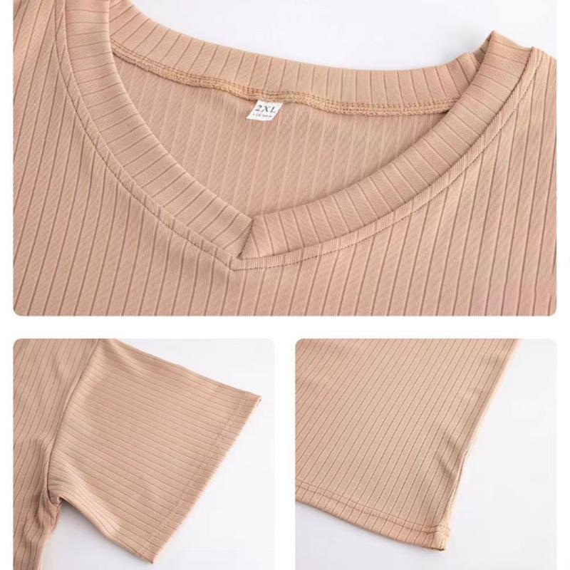 Fat Ladies Plus Size Short Sleeve Ice Silk T-Shirt Summer Loose V-Neck Top Elegant Comfortable Pullover