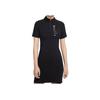 Nike Sportswear Swoosh Casual Long Dress Half Zip Athletic Slim Fit Short Sleeve Dress Women Dresses Black CU5675-011