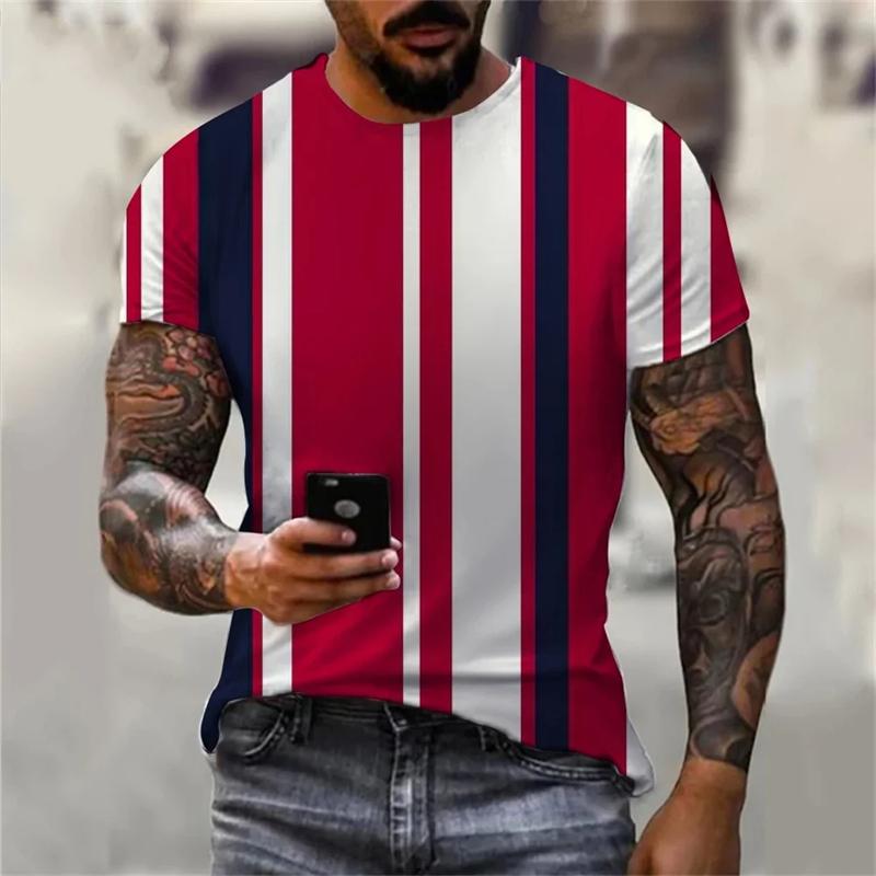 Street Hip Hop Men Women Stripe Print T-Shirt Daily Casual Oversized Sportswear Gym Tops Ropa Hombre Summer Short Sleeve Tees