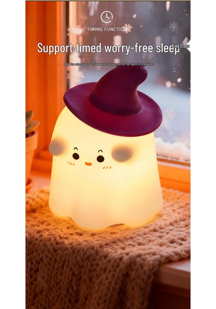 Halloween Wizard Rechargeable Silicone Night Light with Timer and Seven-Color Atmosphere
