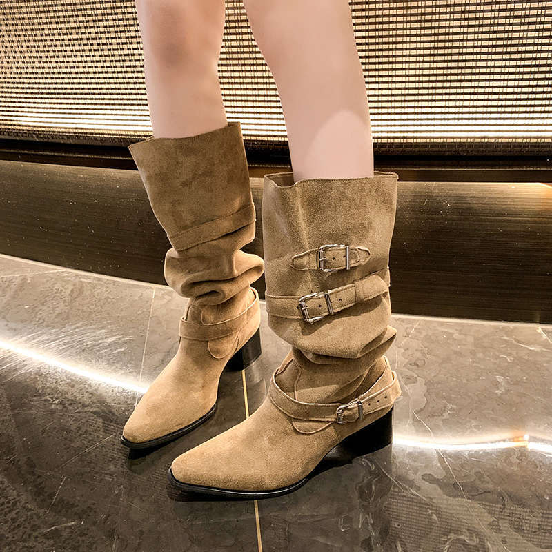 Coarse-heeled High-heeled Pointed-toed Tall Boots Children's 2025 New Summer Western Cowboy Sichuan-Tibet Pile Knight Boots