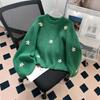Women's Retro Embroidered Floral Pullover Sweater for Autumn and Winter, Loose and Lazy Style, High-quality Korean Knitwear
