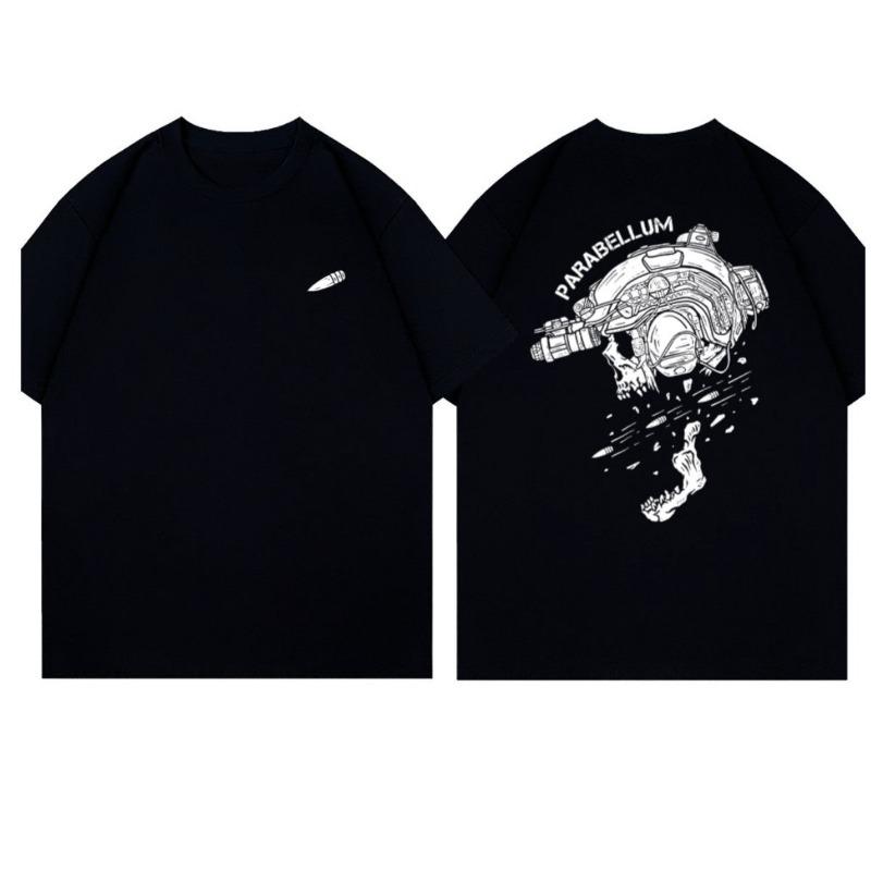 2025 Summer New Outdoor Sports T-shirt Casual Short-sleeved Military Wind Flying Bullet Printing Pure 100%Cotton T-shirt Y2K