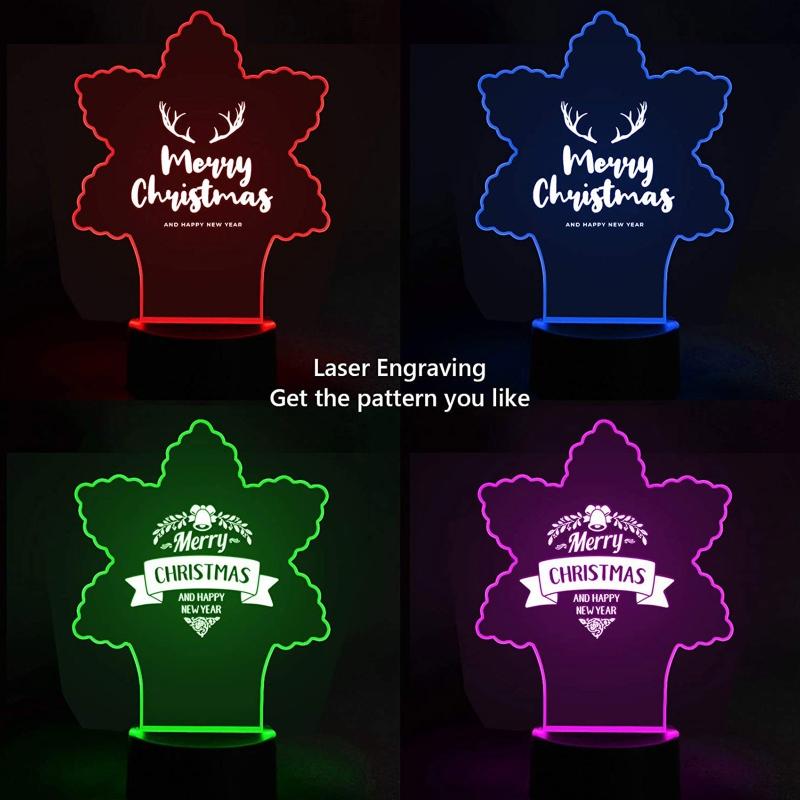 5PCS/Pack Acrylic Light Sheets Creative Star Snowflake Design DIY LED Night Lights Supplies for Christmas Decorations