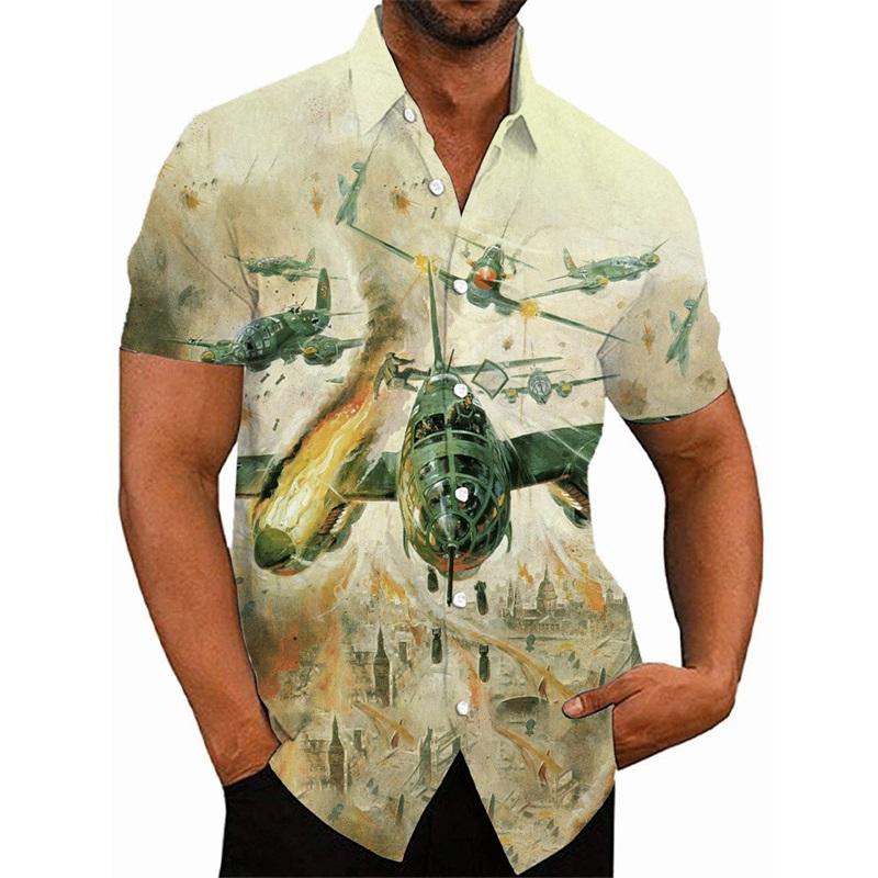 

3d Print Fighter Plane Graphic Shirt For Men Summer Casual Oversized Hawaiian Shirts & Blouses Streetwear Men s Button Up Shirt XL