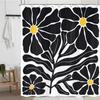 Vintage Flower Abstract Shower Curtain Cute Color Flower Plant Simple Style Fabric Bathroom Decorative Shower Curtain