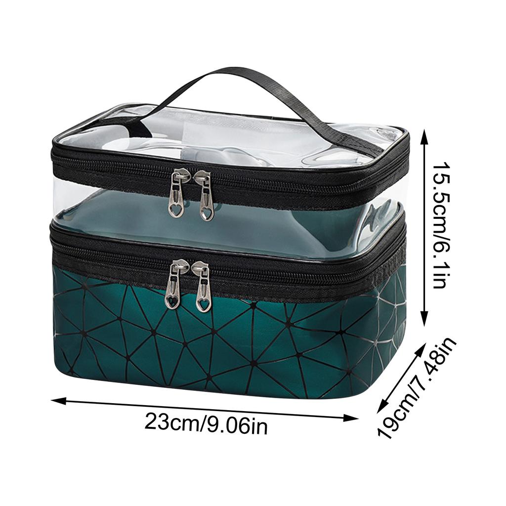 New Makeup Bag Cosmetic Bag Travelling Double Layer Make Up Bag Organizer Medium Case For Women Girls Reusable Toiletry Bags