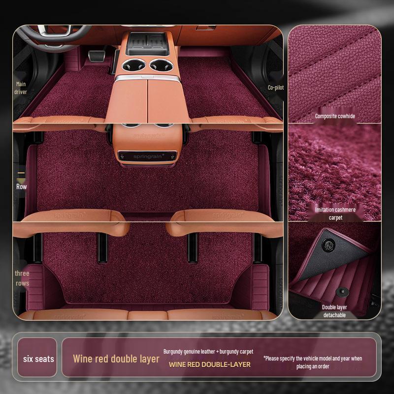 Ideal L7/8/9/ONE Genuine Leather Double-Layer Floor Mats for Six-Seven Seaters