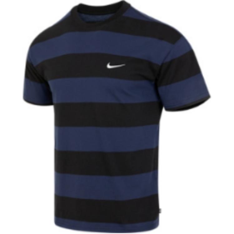 Nike SB Logo Stripe Print Embroidery Loose Round Neck Casual Sport Short Sleeve T-Shirt Men Tops Navy FB8151-410