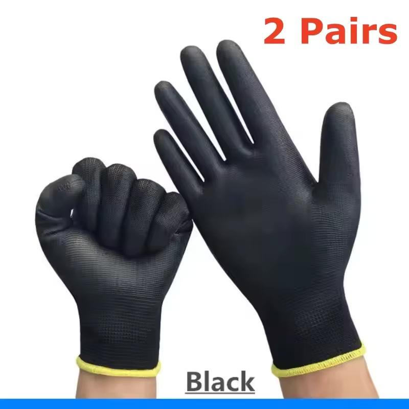 2/6Pairs PU Coated Safety Work Gloves Light Duty Seamless Knit Gloves with Grip Women Men Mechanic Cleaning Mechanic Automotive