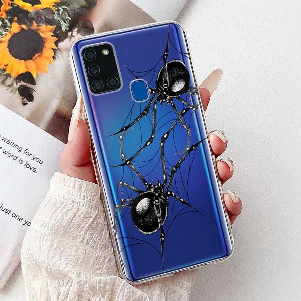 Clear For Samsung A21s SM-A217F SM-A217M Cover For Samsung Galaxy A21s Case Cute Luxury Butterfly Love Flowers Cool Painted
