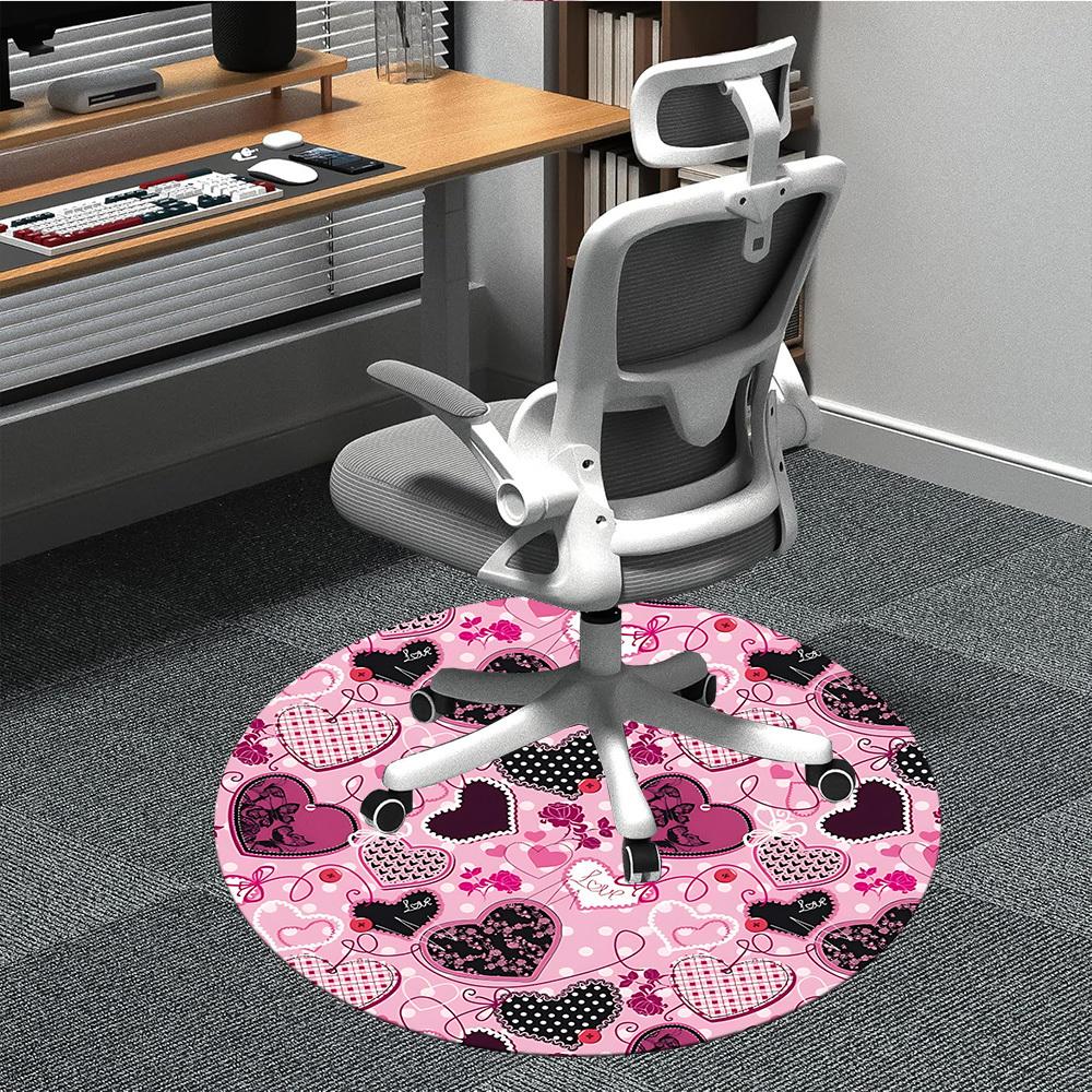 1pc Heart LoveChair Carpet for Office, Indoor Non-Slip Washable Polyester Fiber Carpet, Mat For Office, Machine Washable