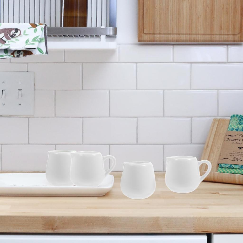 Luxshiny 6-Piece Ceramic Milk Pitcher, Small Mini Sauce Jug, Coffee Creamer, Easy-to-Use Milk Cup for Home and Restaurant Use