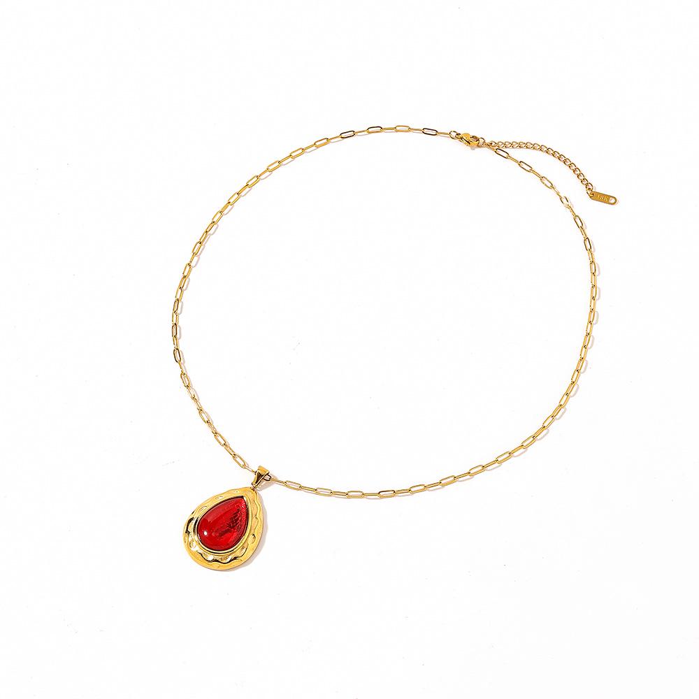 18k Gold-Plated Adjustable Stainless Steel Bohemian Necklace with Gemstone