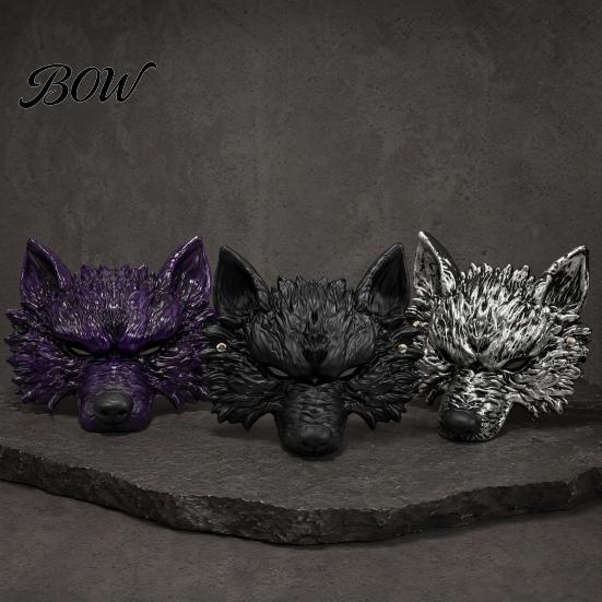 Comfortable Fit Animal Mask Halloween Wolf Mask, Embossed Werewolf Face for Cosplay Party, Lightweight Latex Adjustable Strap Adults, Trick
