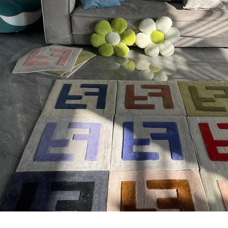 Lehao Qianqiu Colorful Geometric Plush Area Rug