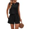 Damen Europäisches Lässiges Mode Zweiteiliges Set Ärmelloses Tanktop Und Shorts
