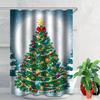 4-teiliger Weihnachtsbaum-Duschvorhang mit 12 Haken und rutschfestem Badezimmerteppich, Badezimmer-Dekor-Set mit Toilettendeckel-Abdeckpolster und U-förmiger Matte