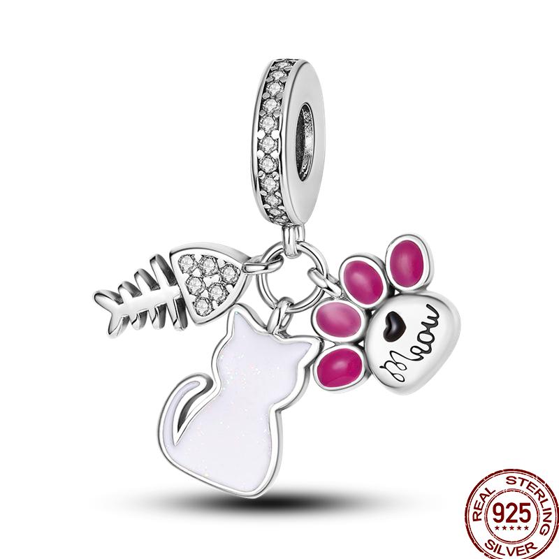 100% Copper Cute Pet Animal Owl Cute Puppy Pink Kitten Charm Beads Suitable For 3Mm Original Bracelet Diy