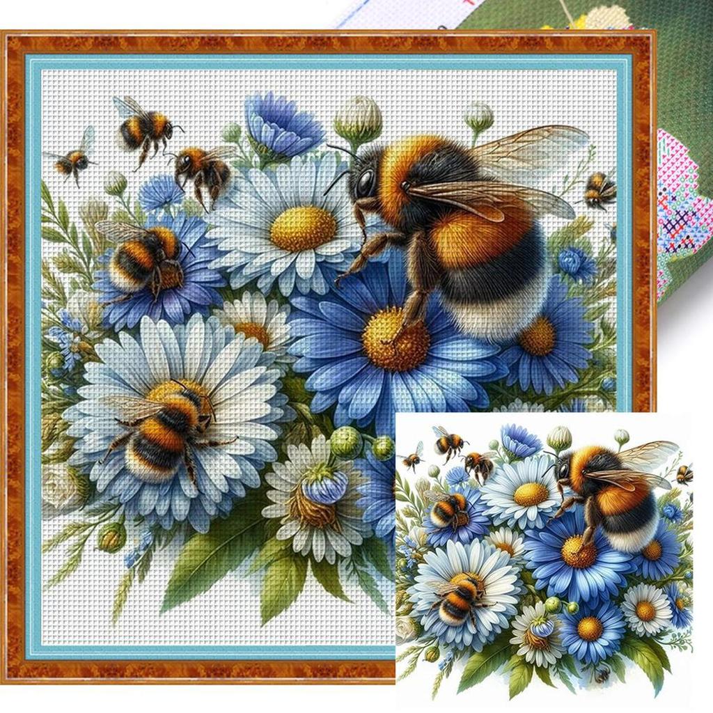 ערכת רקמת צלב כותנה מלאה 11CT פרח מודפס אמנות