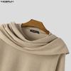 Incerun Men Neck Long Swing Sleeve Casual Loose Rib Pullover Tops