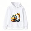 Kids Hooded Sweatshirt Cute Cartoon Excavator Print Casual Long Sleeve Pullover Hoodie for Boys Girls Daily Wear