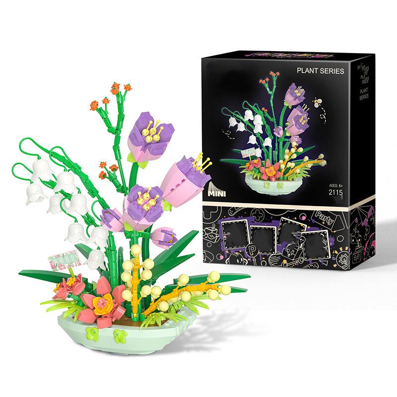 Creative Flower Building Blocks Toys Potted Plant Model Blocks Mini Blocks Toys for Girls Birthday Gift Kids Toys Bricks
