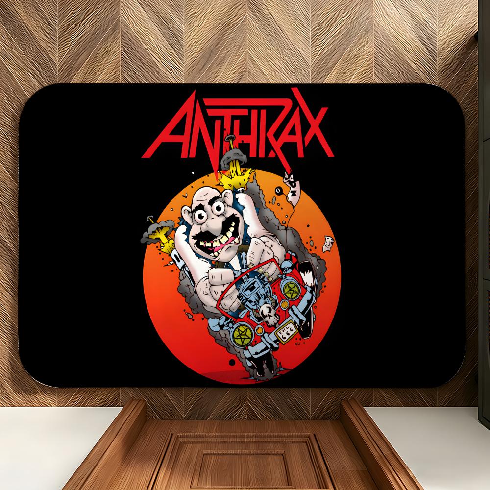 Music A-Anthrax Floor Mat Soft Flannel Entrance Door Mat Non Slip Absorbent Bathroom Bedroom Floor Rug