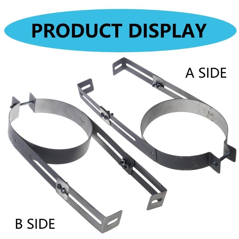 Portable Chimney Pipe Clamps Adjustable Sturdy Stainless Steel Holders for Wall Support Diameter 150 Mm Designs