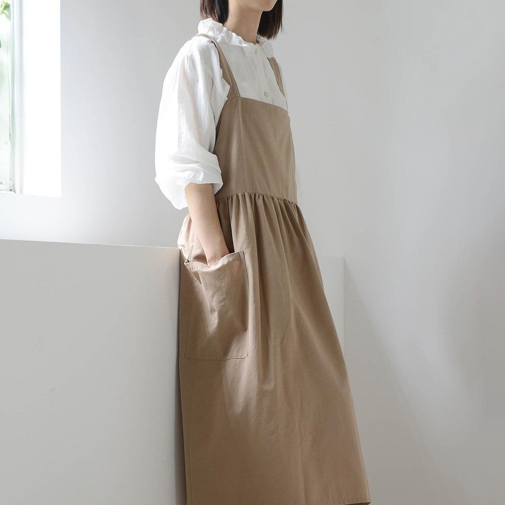 

Solid Color Baking Apron Kitchen Apron for Kitchen Florist Overalls Coffee Shop хакі