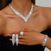 Premium Design Full Diamond Super Flash Necklace, Tassel Earrings, Bracelet, Ring Set Bridal Jewelry Set