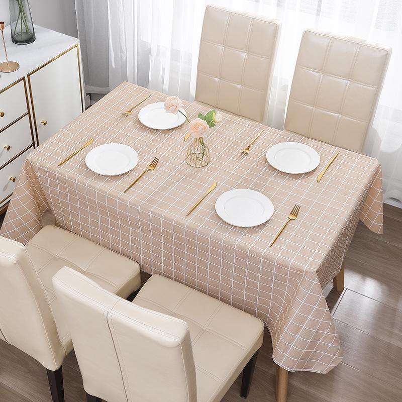 Nordic Plaid Waterproof Tablecloth – Thick, Oil-Proof, Luxurious Dining & Coffee Table Mat.