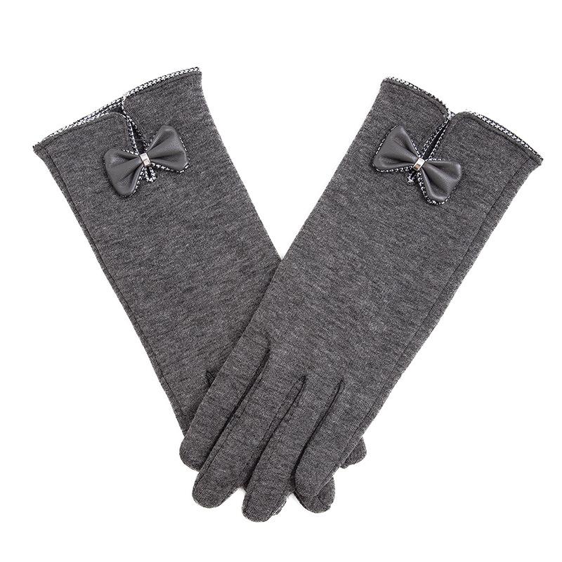 New Female Autumn Winter Non-Inverted Velvet Cashmere Full Finger Warm Lace Gloves Women Cotton Touch Screen Gloves G82