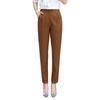 Soft Trousers Elegant Women's High Waist Slim Fit Pants with Pockets for Office Lady Style Solid Color Casual Commuting Trousers