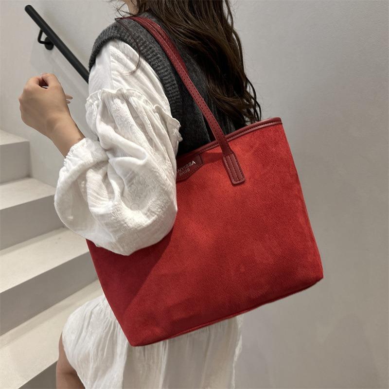 Retro duża torba shopper damska nowa casualowa modna torba shopper prosta tekstura torba na ramię pod pachę