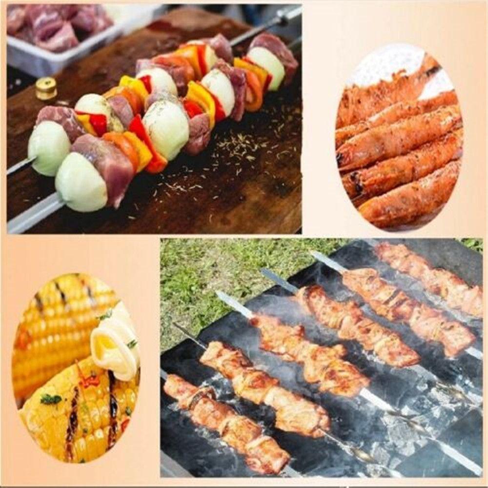 20pcs Long Kabob Flat Grilling Skewers Set Stainless Steel BBQ Skewers Metal BBQ Skewers BBQ Sticks